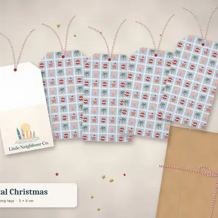 Coastal Christmas Tiles gift tags